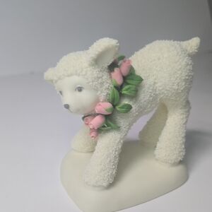 Dept 56 -2004 Snowbunnies Standing Lamb With Pink Roses. retired